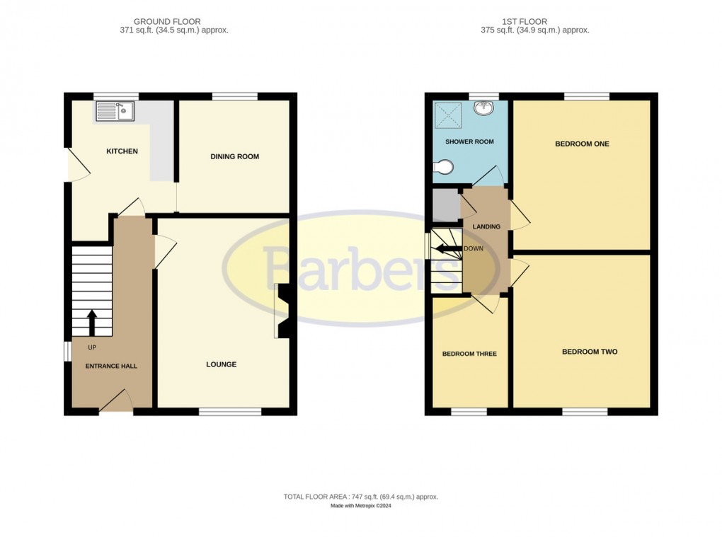 Floorplan for Teagues Crescent, Trench, Telford, TF2 6RG.