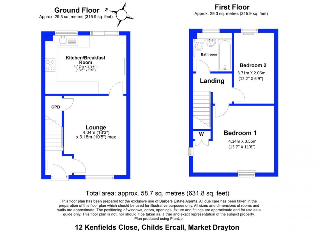 Floorplan for Kenfields Close, Childs Ercall, Market Drayton