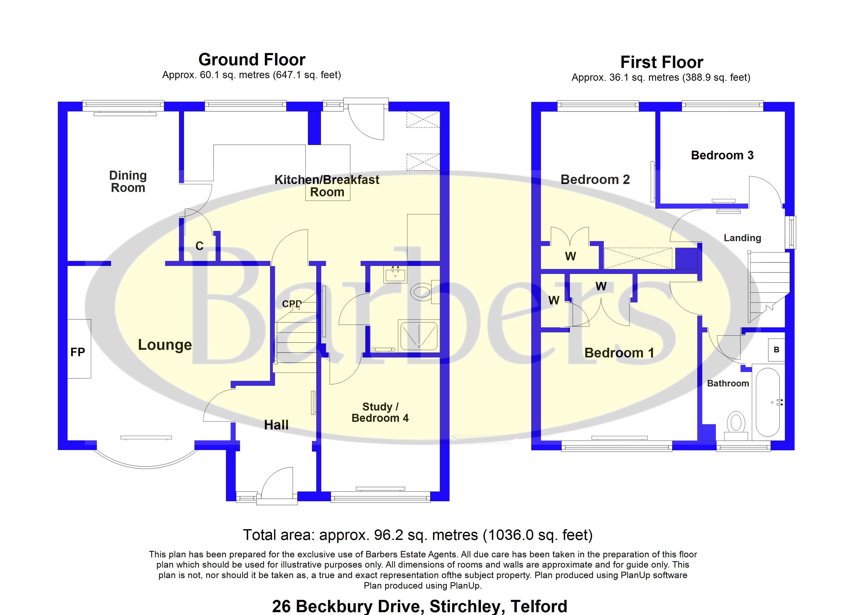Floorplans For Beckbury Drive, Stirchley, Telford, TF3 1EN