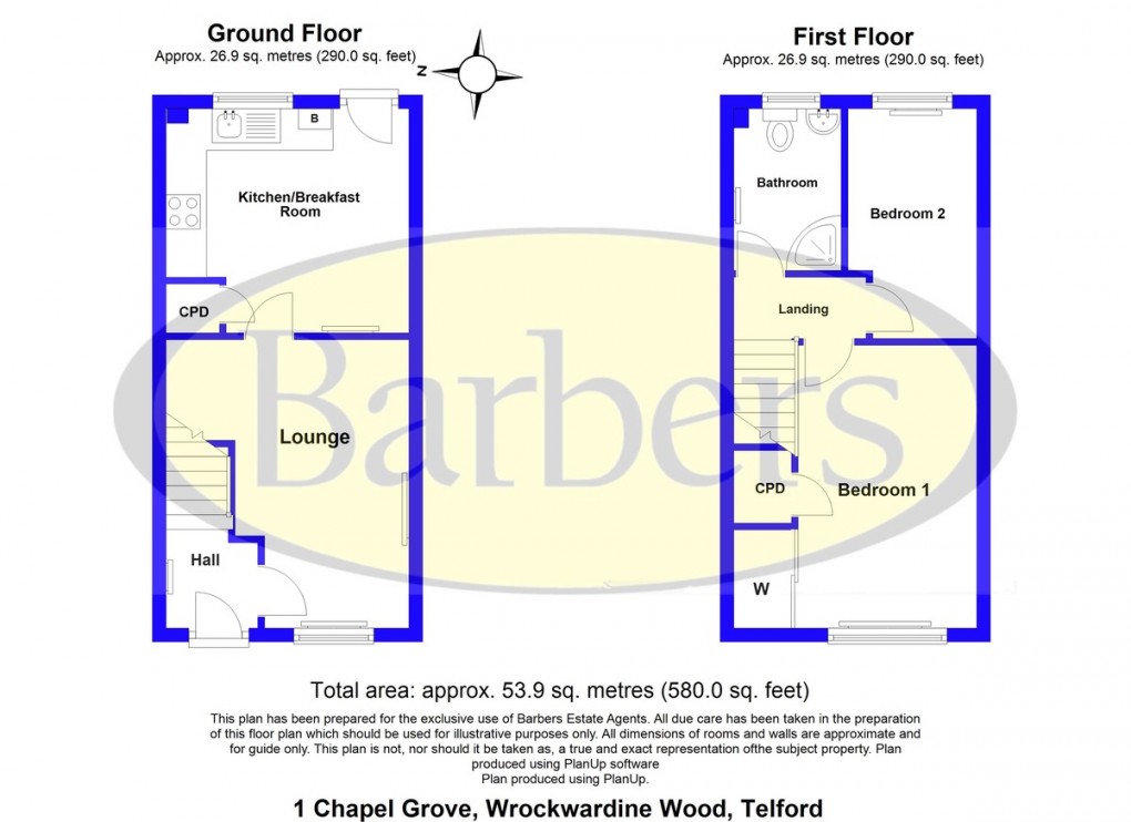 Floorplan for Chapel Grove, Wrockwardine Wood, Telford, TF2 7AE.
