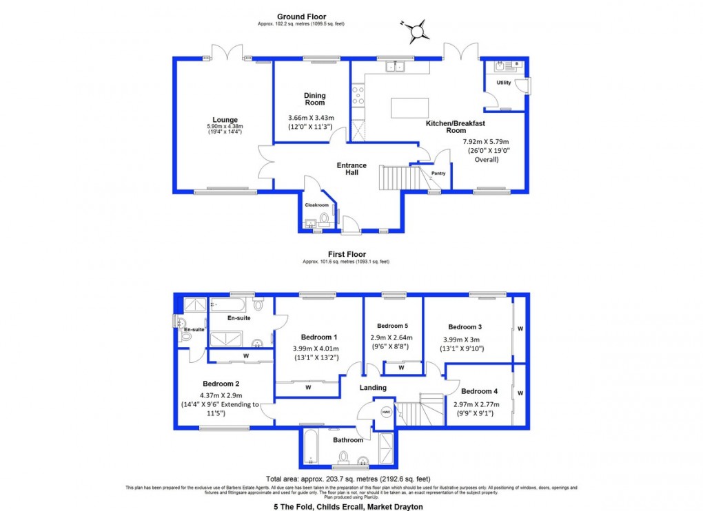 Floorplan for The Fold, Childs Ercall
