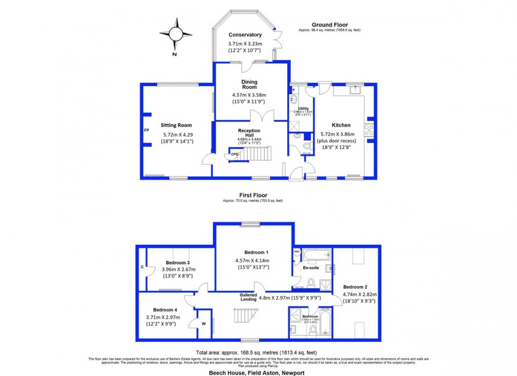 Floorplan for Beech House,  Field Aston