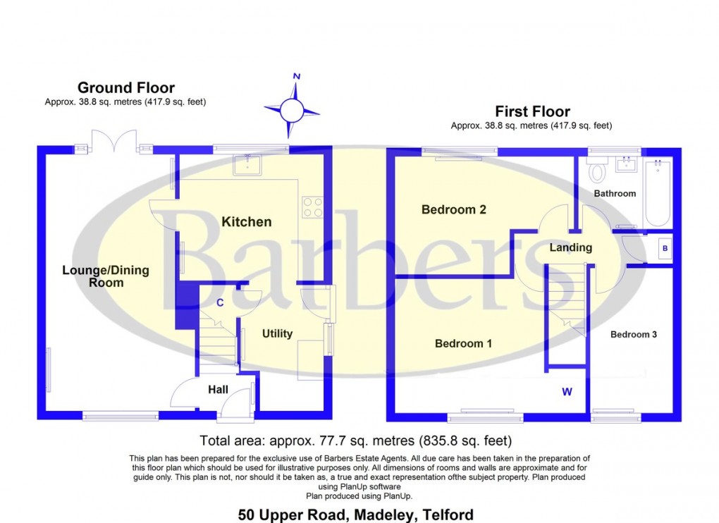 Floorplan for Upper Road, Madeley, Telford, TF7 5DJ.