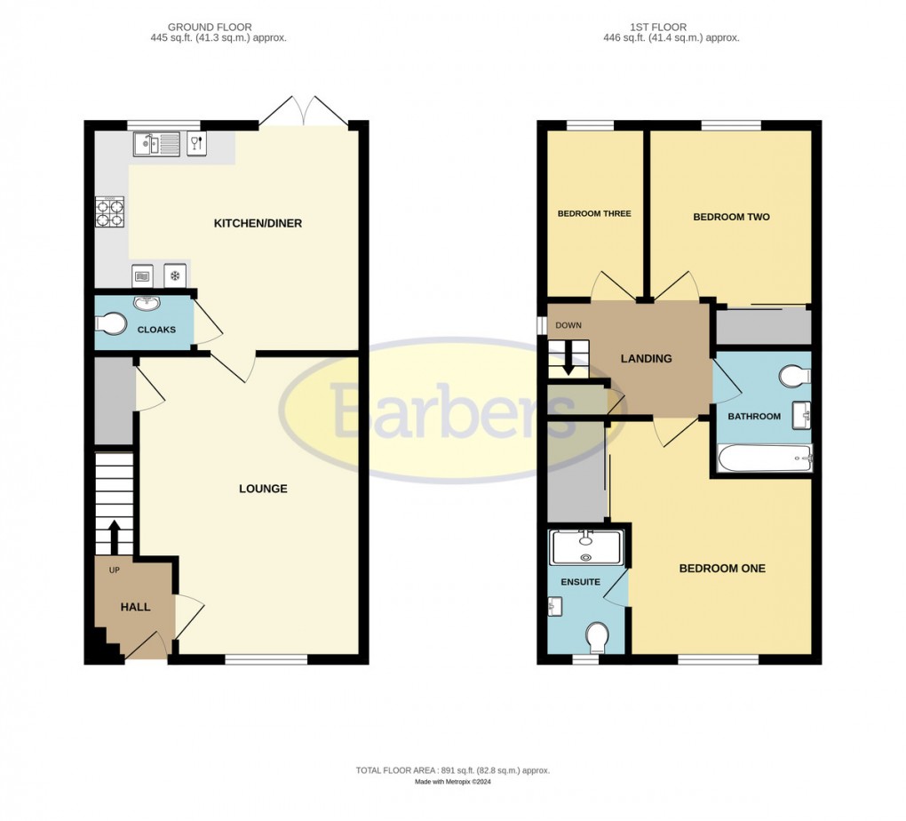 Floorplan for Yew Tree Meadow, Hadley, Telford, TF1 6AN.
