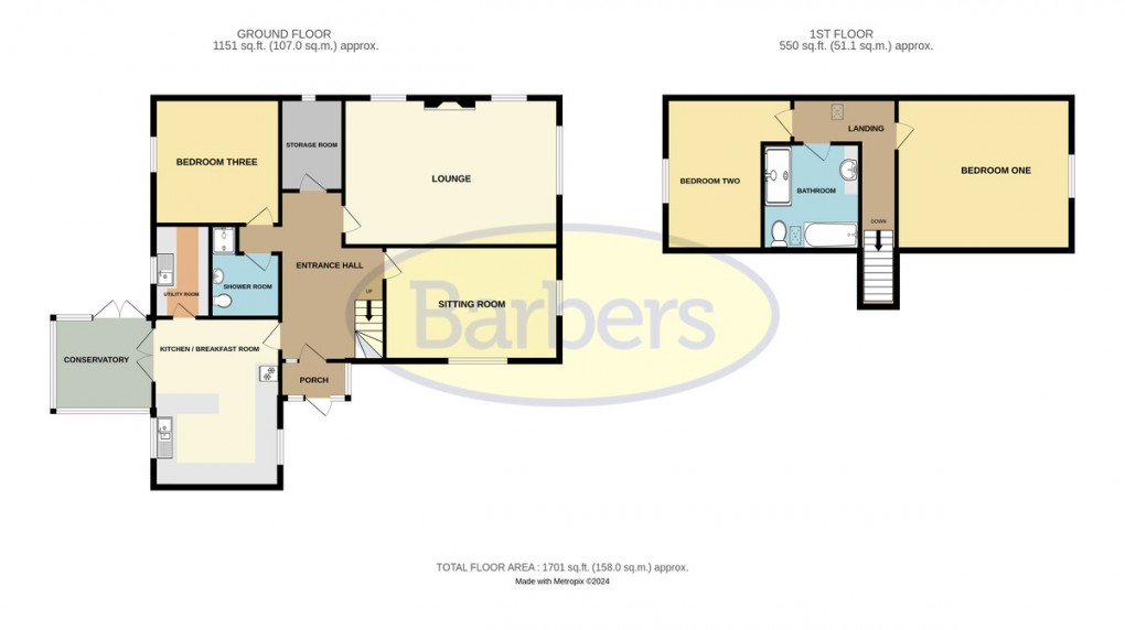 Floorplan for Hilltop Road, Oakengates, Telford, TF2 6AY.