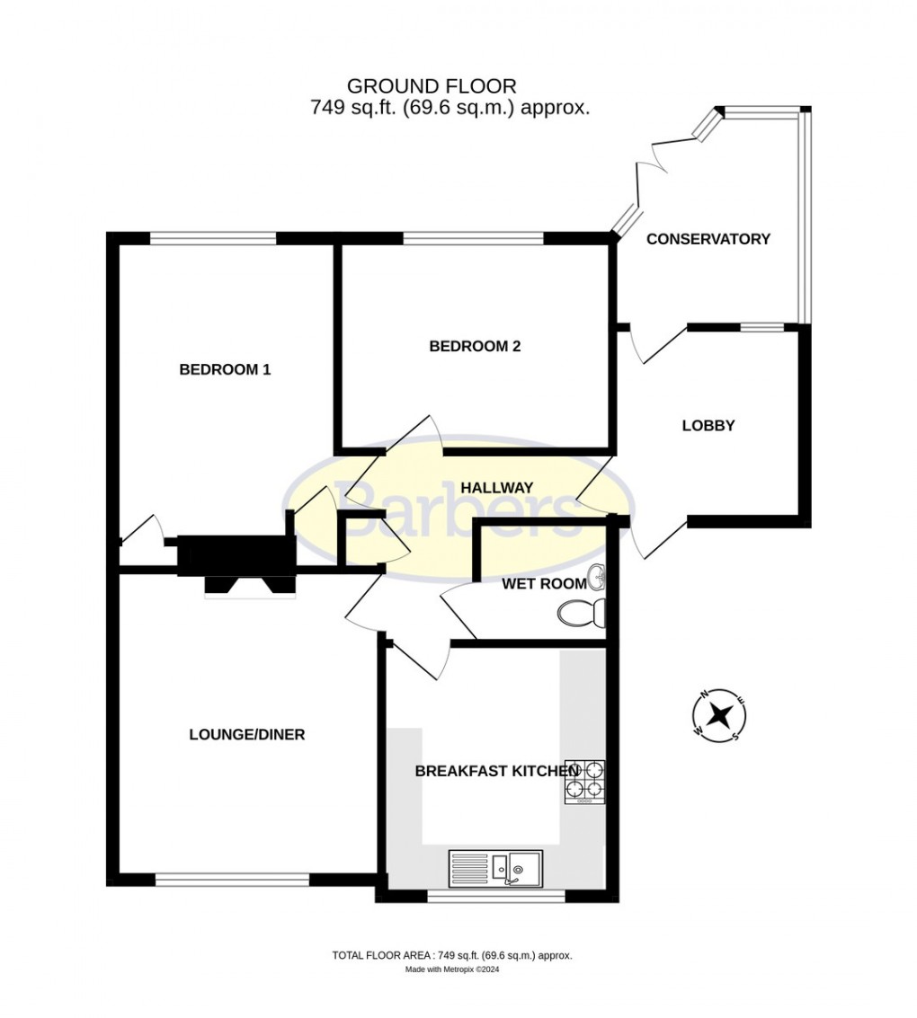 Floorplan for Yates Way, Ketley Bank