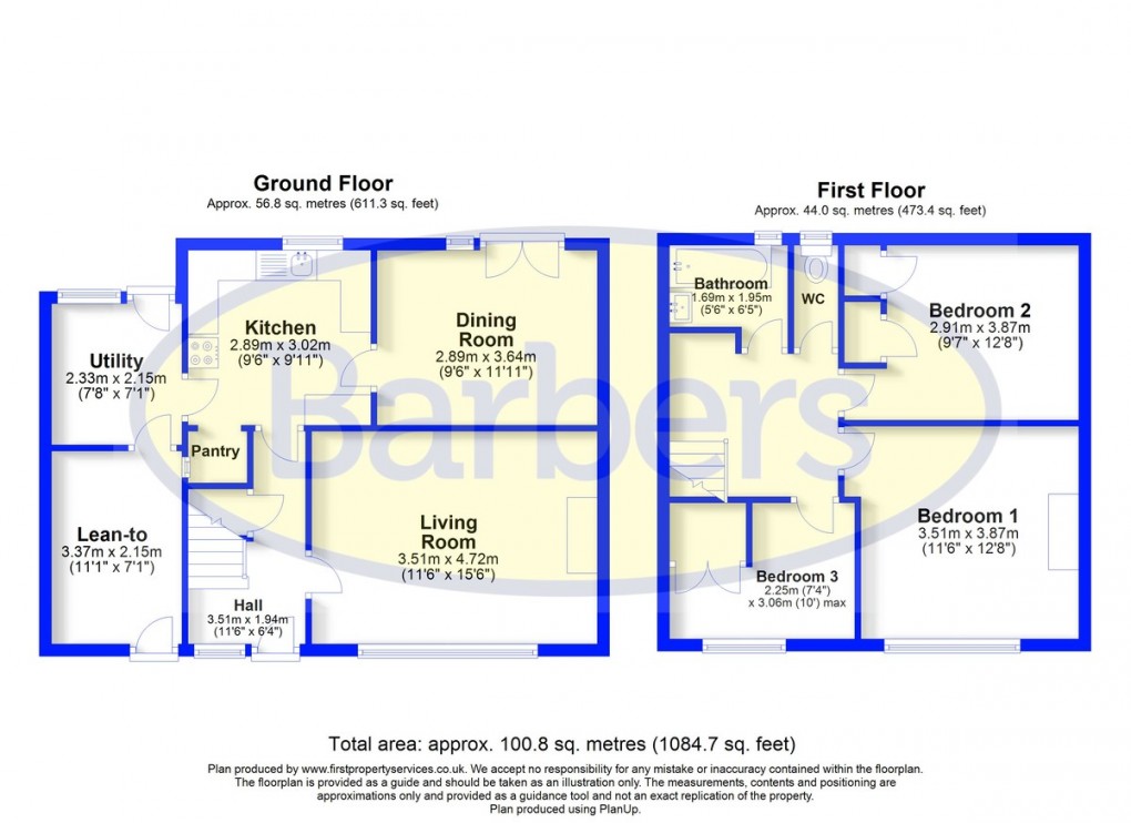 Floorplan for Dutton Close, Stoke Heath