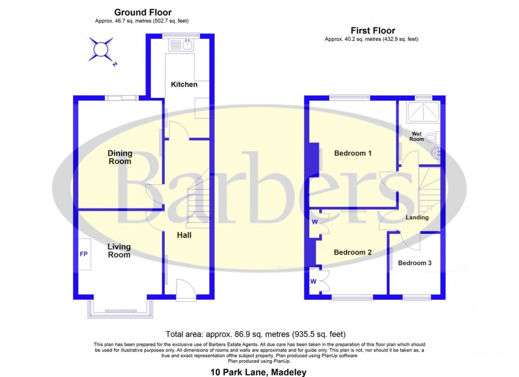 Floorplan for Park Lane Avenue, Madeley, Telford, TF7 5HQ