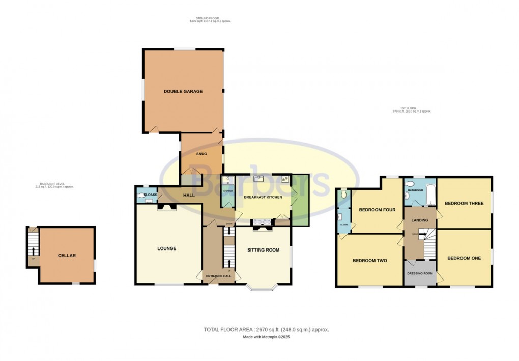 Floorplan for Woodlands House, Woodlands Lane, Horsehay, Telford, TF4 3QF.