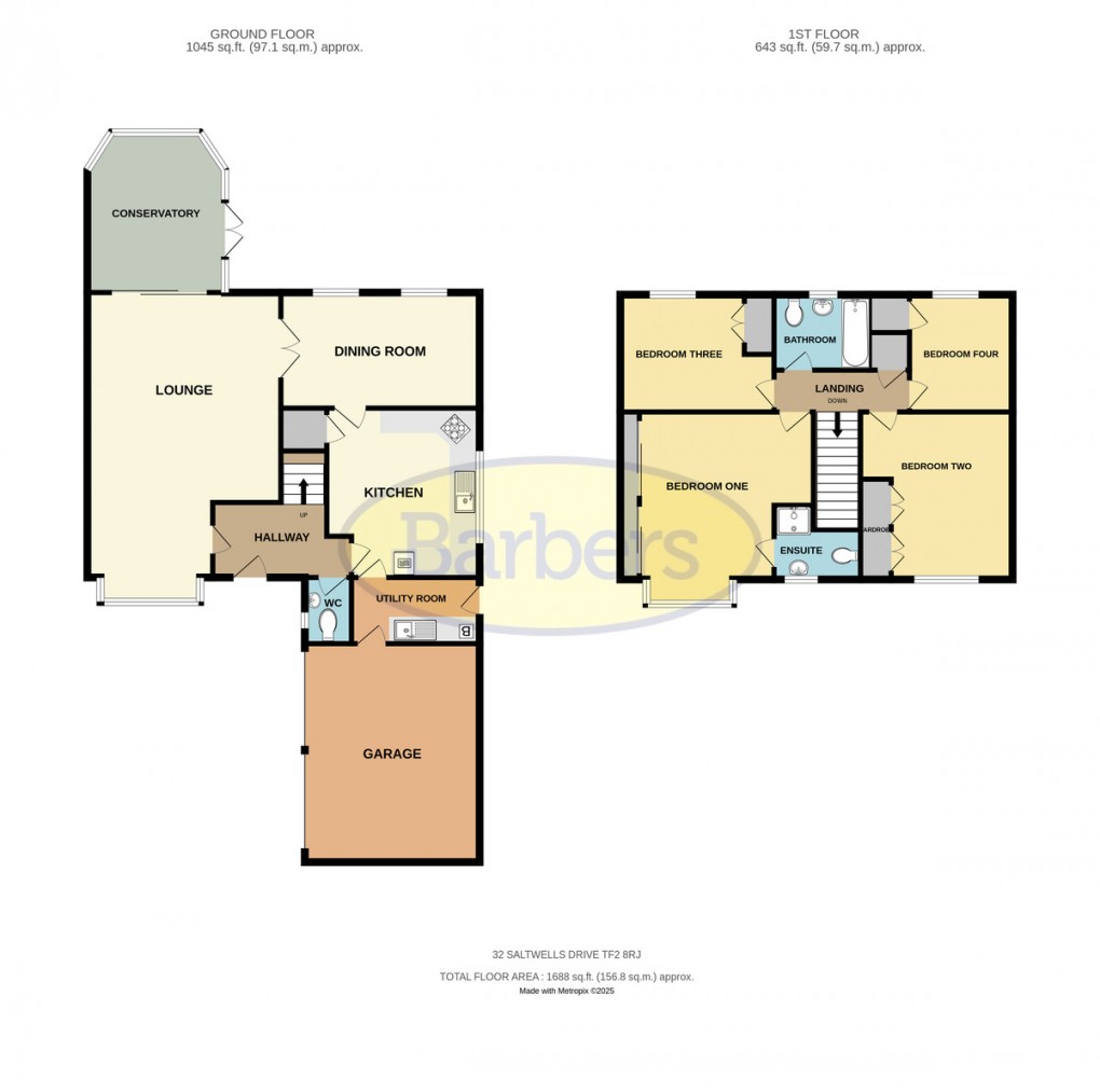 Floorplan for Saltwells Drive, Muxton, Telford, TF2 8RJ.