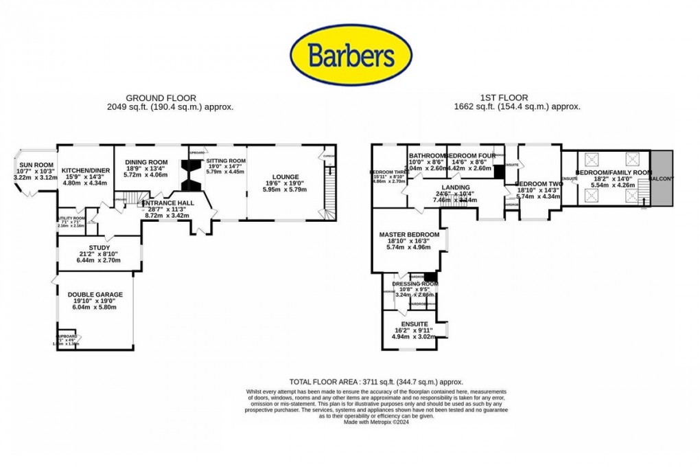 Floorplan for Pinetrees Lane, Ashley Heath