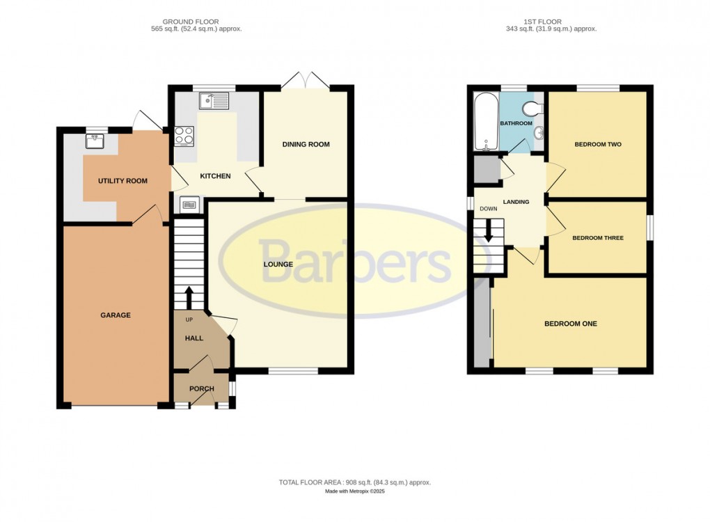 Floorplan for Hancocks Drive, Oakengates, Telford, TF2 6AD.