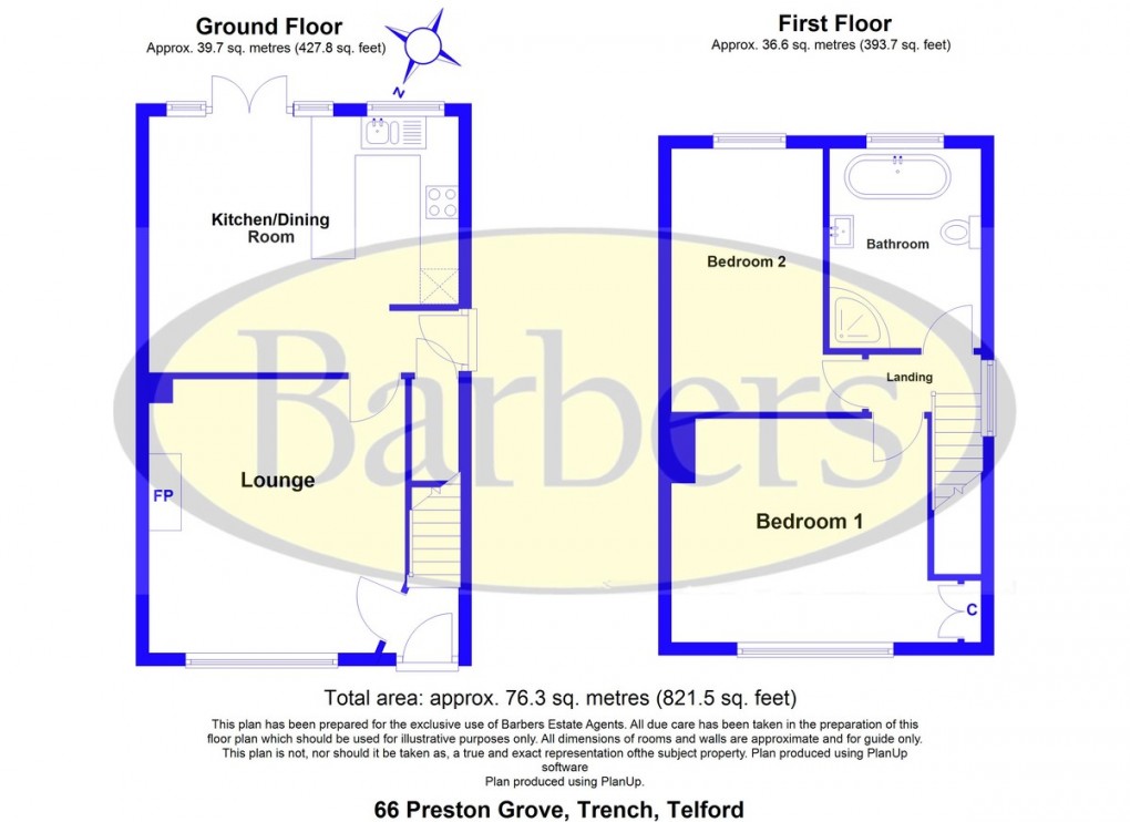 Floorplan for Preston Grove, Trench, Telford, TF2 7DE.