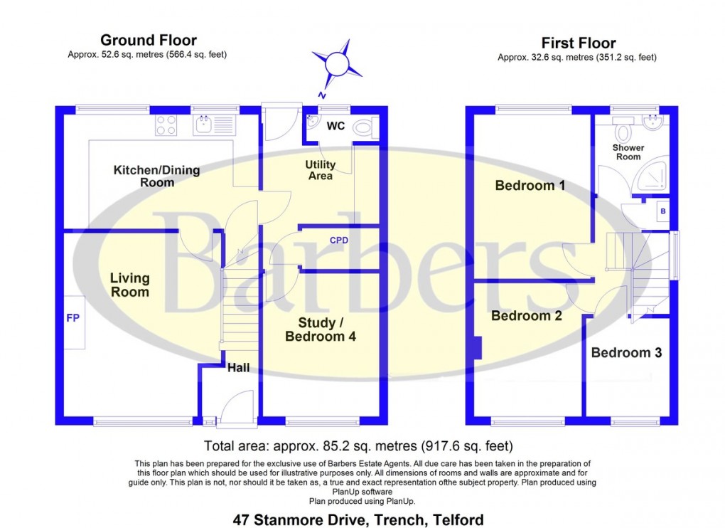 Floorplan for Stanmore Drive, Trench, Telford, TF2 7DH.