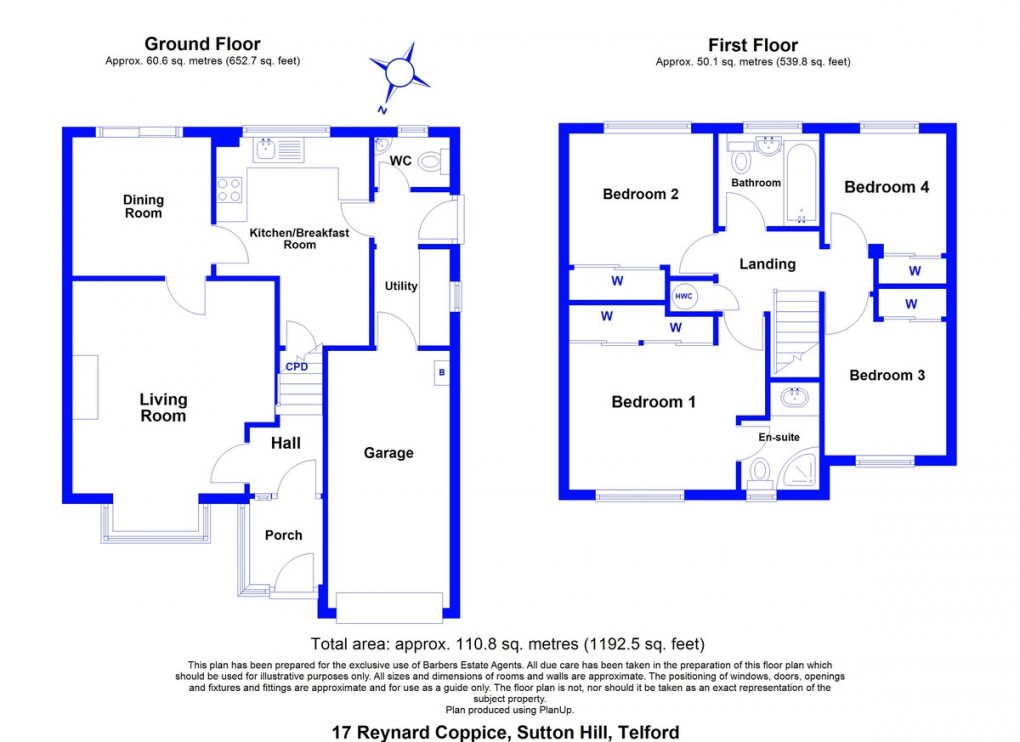 Floorplan for Reynards Coppice, Sutton Hill, Telford, TF7 4NJ.