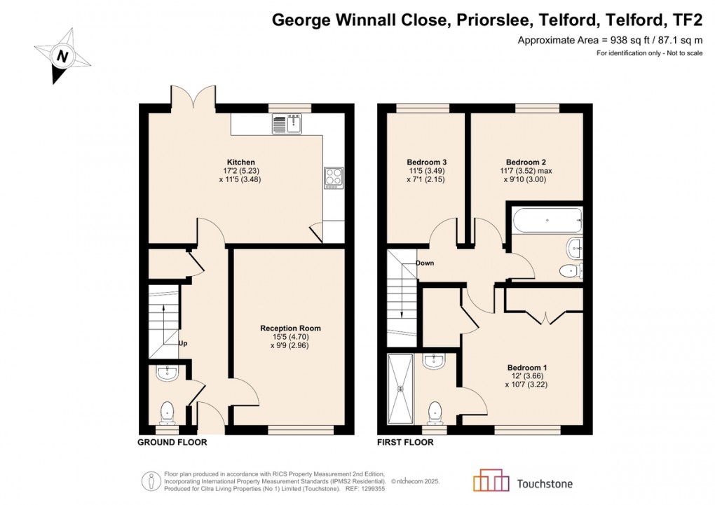 Floorplan for George Winnall Close , Priorslee, Telford