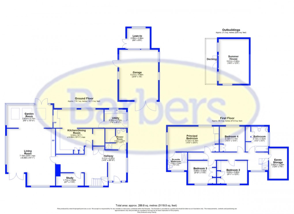 Floorplan for Styche Hall Cottage, Styche