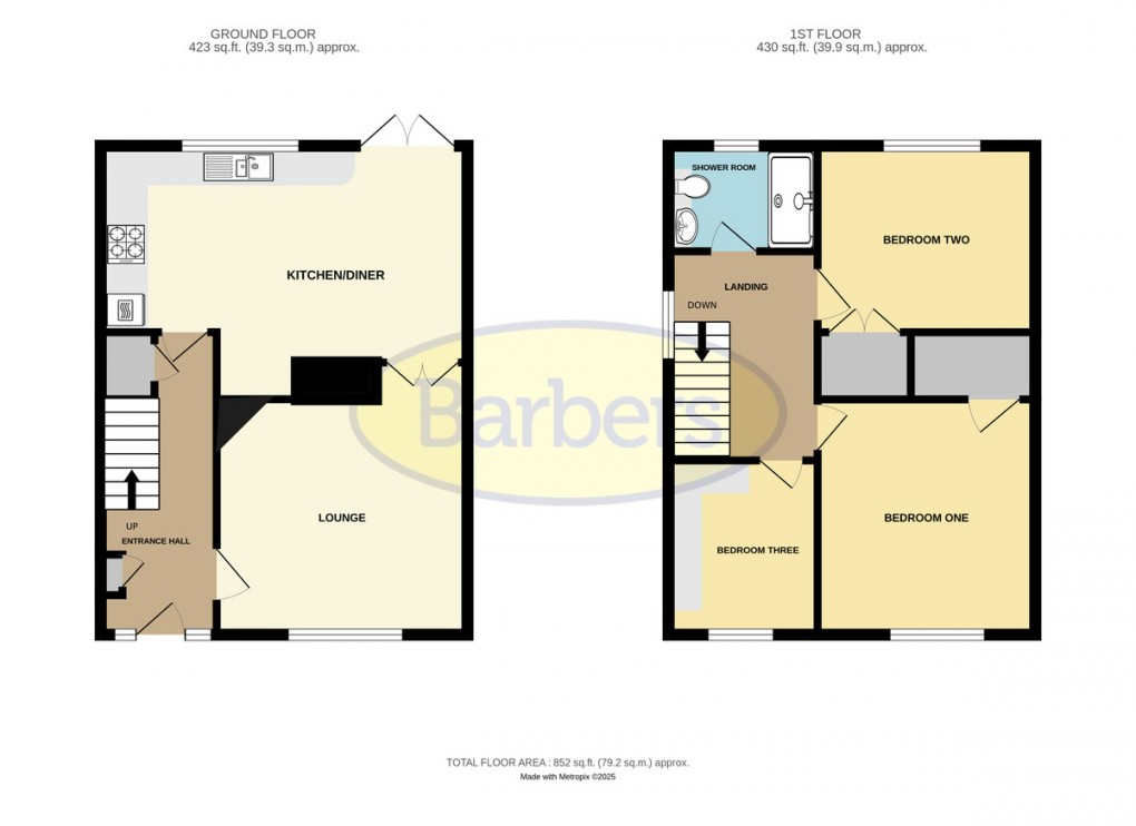 Floorplan for Onslow Drive, Wellington, Telford, TF1 3HW.