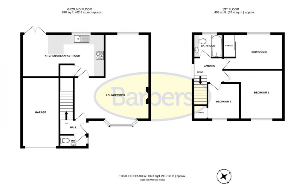 Floorplan for St. James Crescent, Stirchley, Telford, TF3 1BL