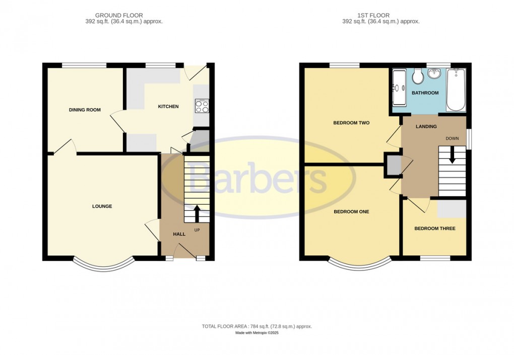 Floorplan for Wheatley Crescent, Leegomery, Telford, TF1 6PZ.