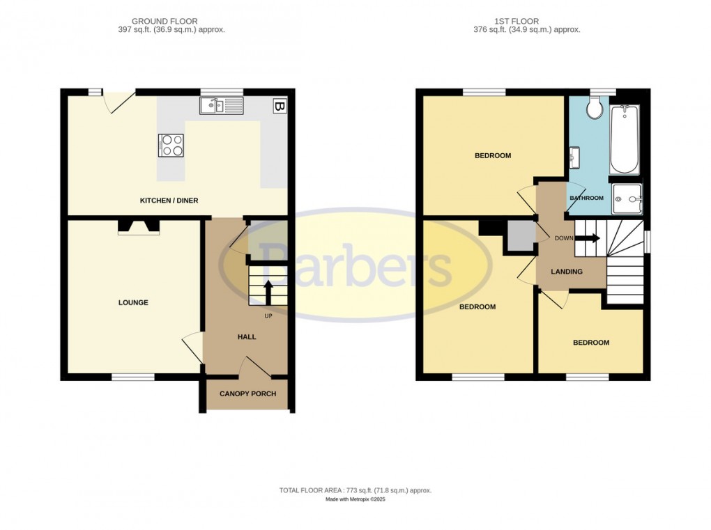 Floorplan for Sinclair Gardens, Ketley, Telford, TF1 5HP