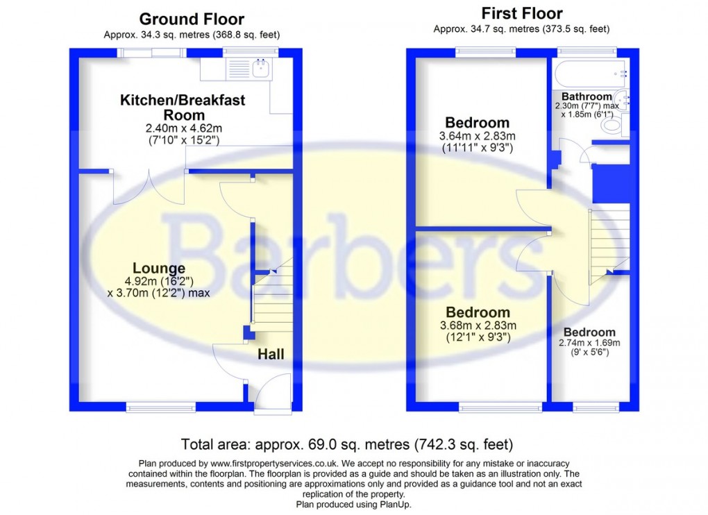 Floorplan for Sandringham Close, Market Drayton