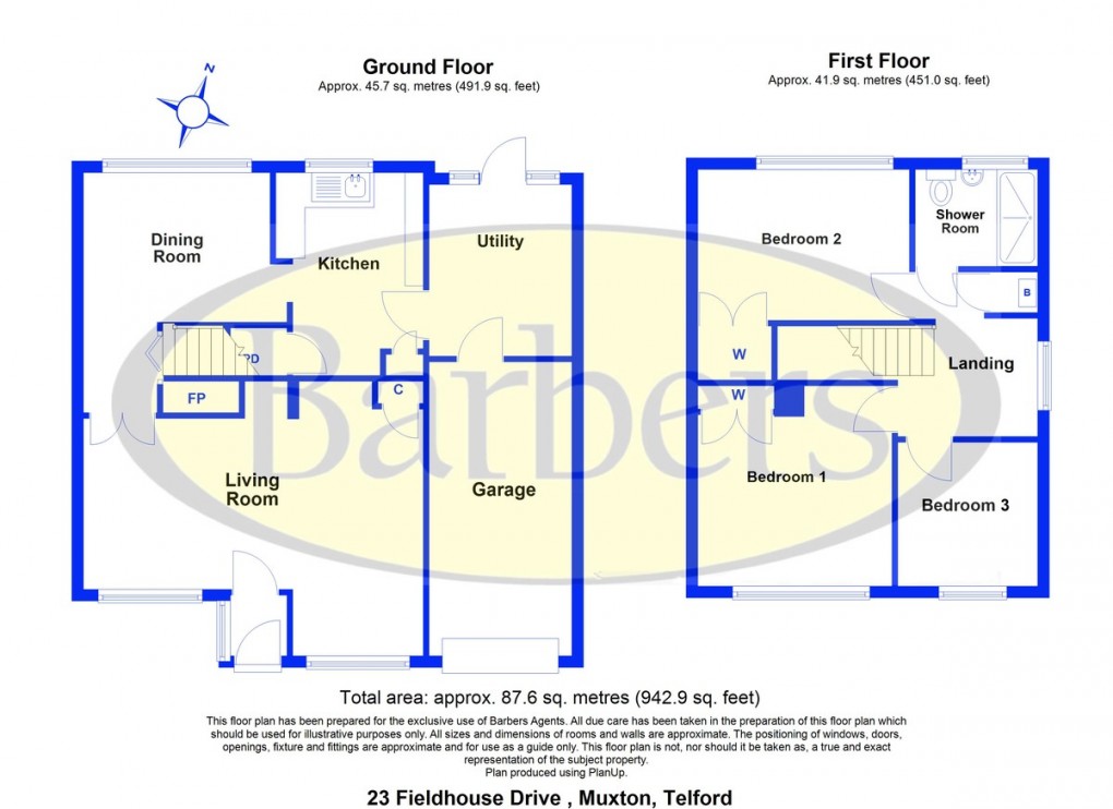 Floorplan for Fieldhouse Drive, Muxton, Telford, TF2 8JQ