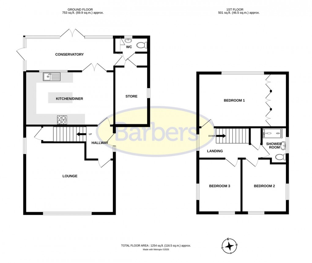 Floorplan for Severn Drive, Wellington, Telford, TF1 3LQ