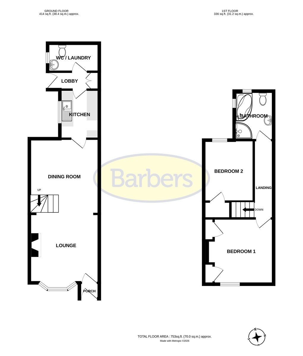 Floorplan for Sunnyside Road, Ketley Bank, Telford, TF2 0DS.