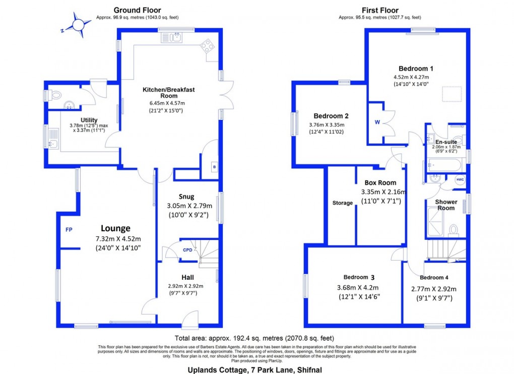 Floorplan for Park Lane, Shifnal