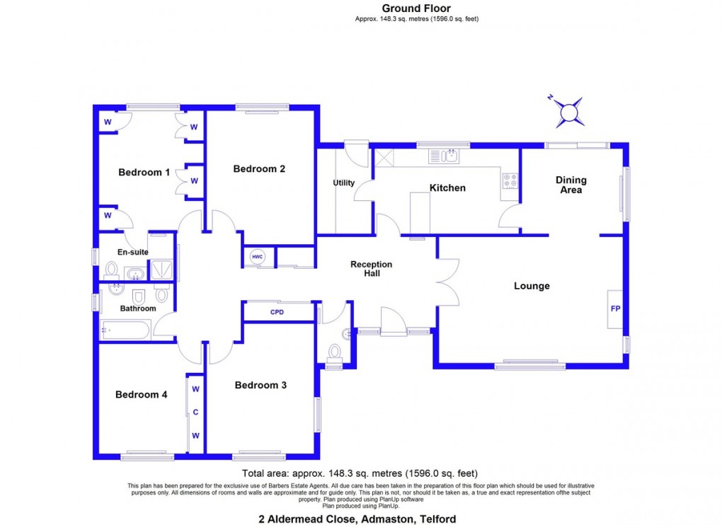 Floorplan for Aldermead Close, Admaston, Telford, TF5 0DD.