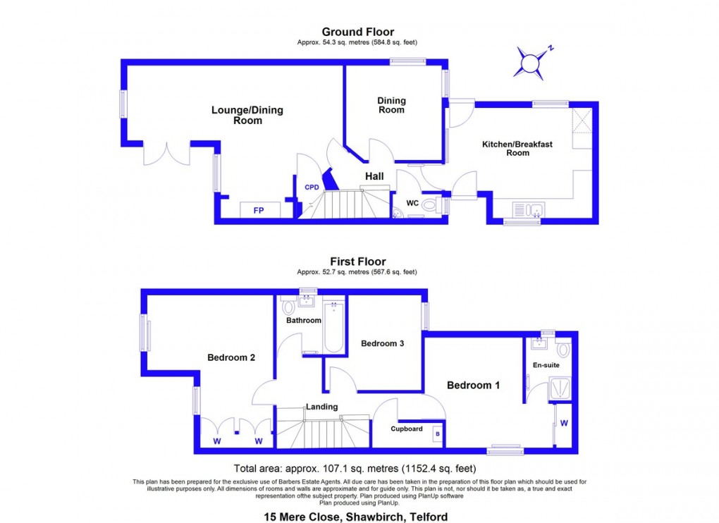 Floorplan for Mere Grove, Shawbirch, Telford, TF5 0NR
