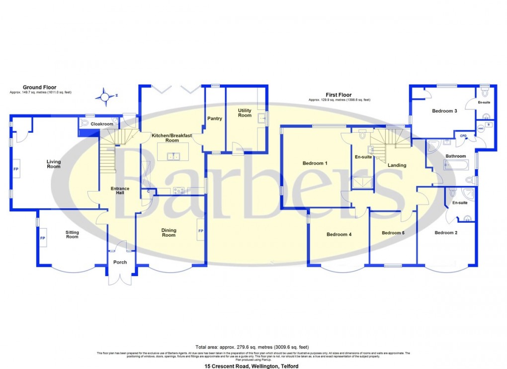 Floorplan for Crescent Road, Wellington, Telford, TF1 3DW