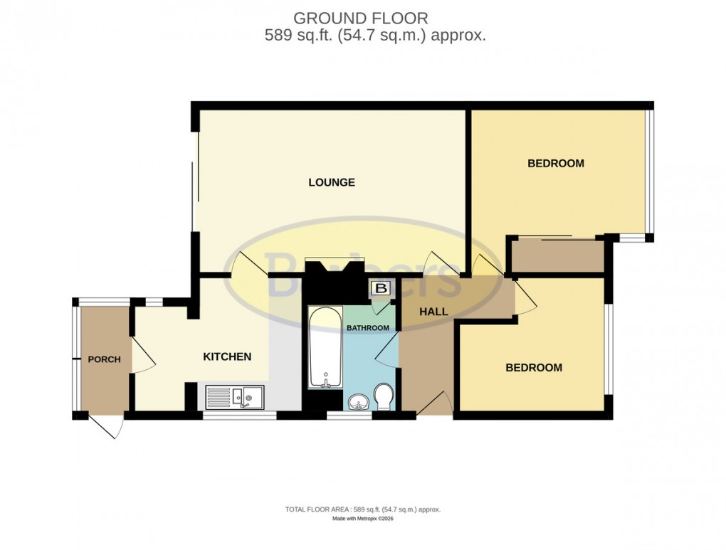 Floorplan for Hadley Gardens, Leegomery, Telford, TF1 6QH.