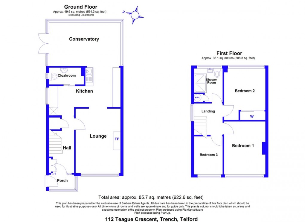 Floorplan for Teagues Crescent, Trench, Telford, TF2 6RF.