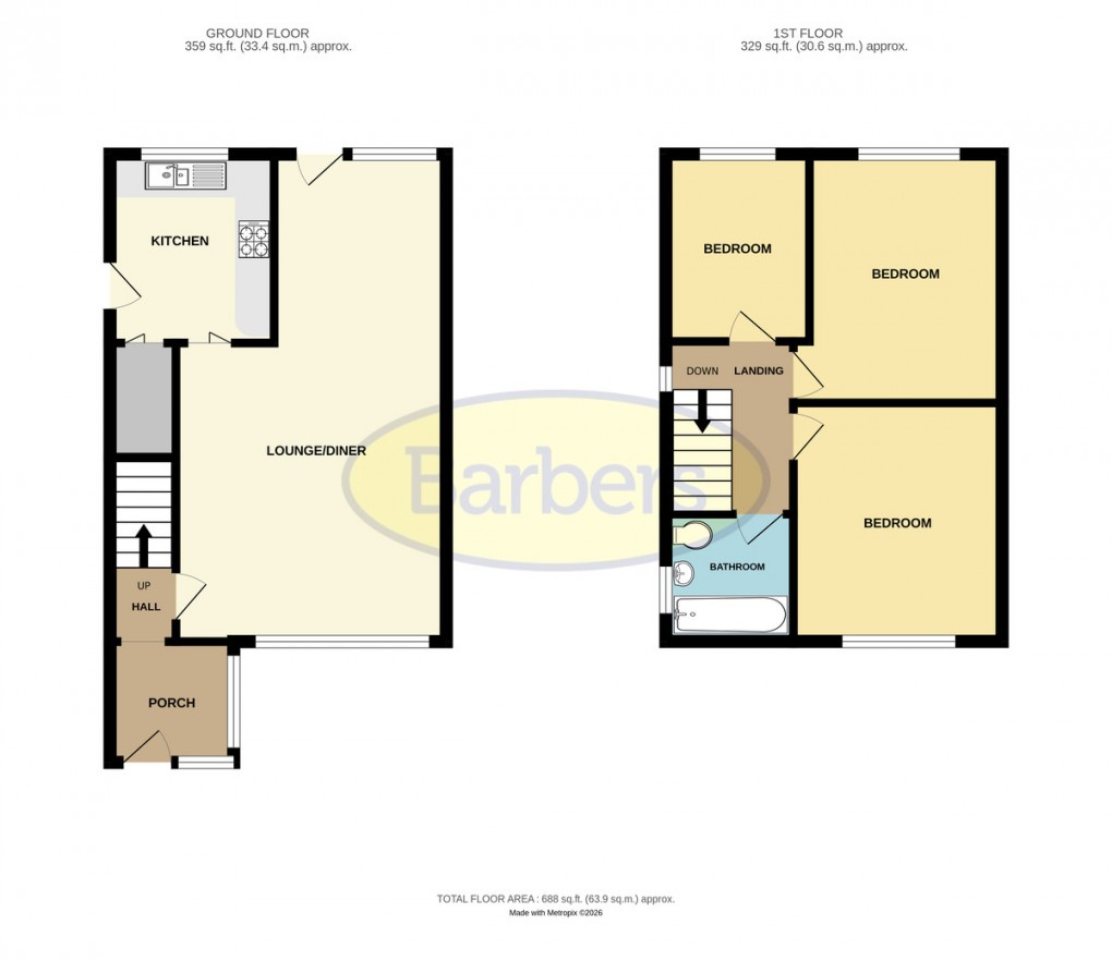 Floorplan for Arleston Lane, Arleston, Telford, TF1 2LT.