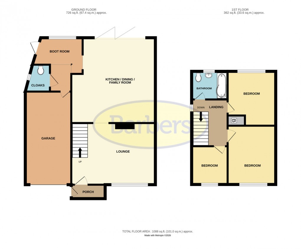 Floorplan for Fieldhouse Drive, Muxton, Telford