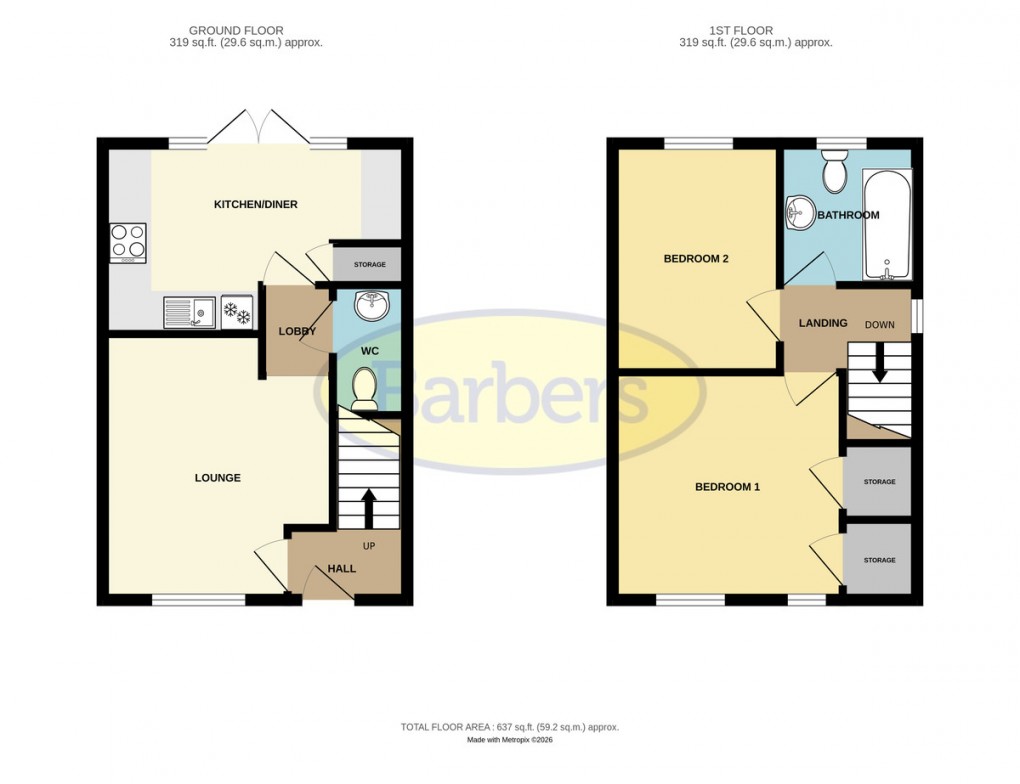 Floorplan for Brookes Avenue, Newdale, Telford, TF3 5FE.