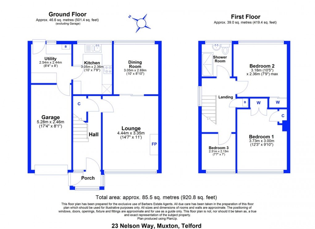 Floorplan for Nelson Way, Muxton