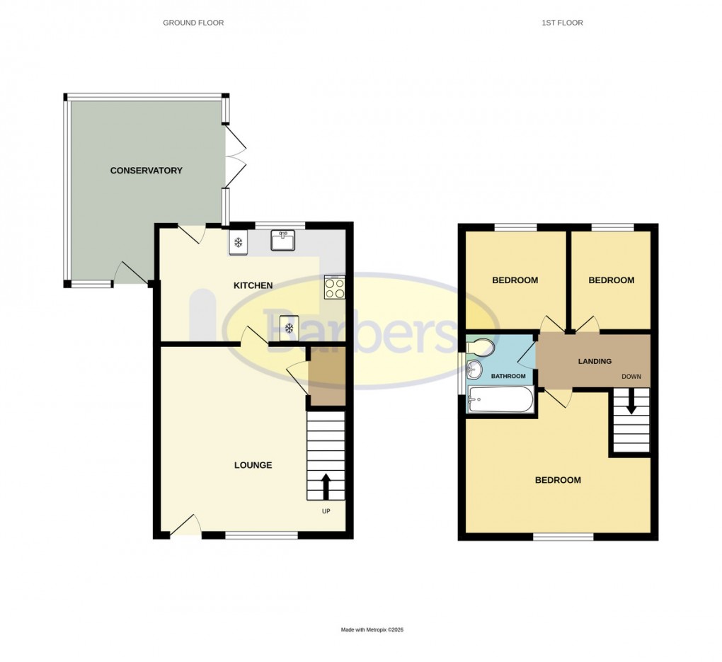 Floorplan for Gittens Drive, Aqueduct, Telford, TF4 3SF.