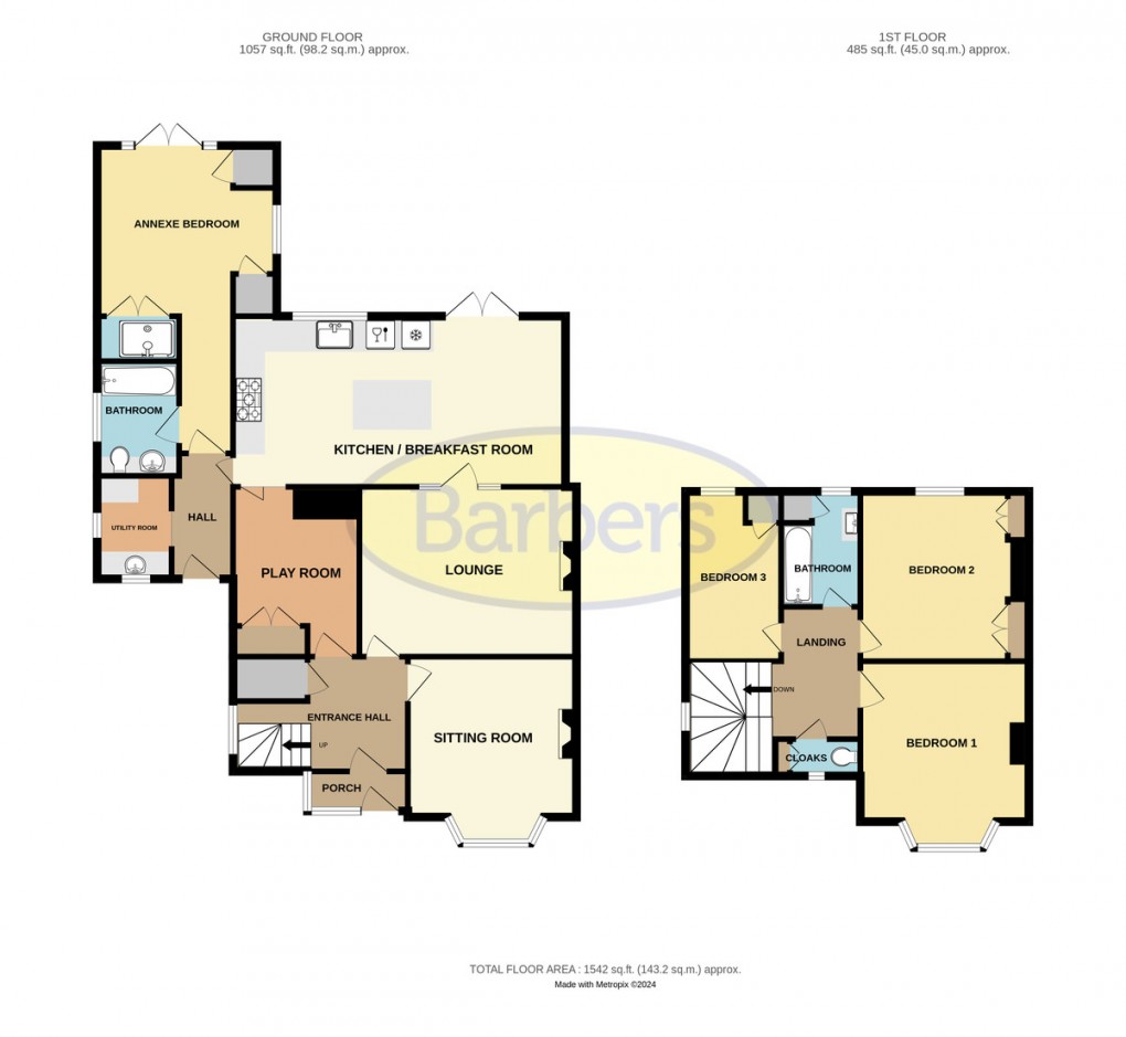 Floorplan for Crescent Road, Wellington, Telford, TF1 3DW.